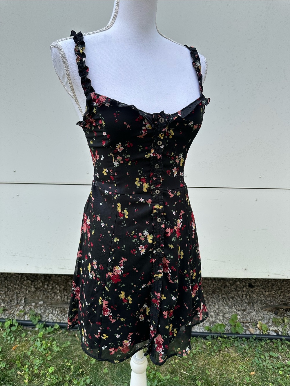Abercrombie & Fitch / Dark Floral Dress / Size XS / Whimsigoth Coastal Cowgirl